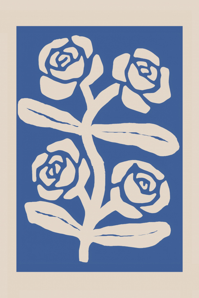 Cutout Blue Roses by Melloi Art Prints — canvas wall art