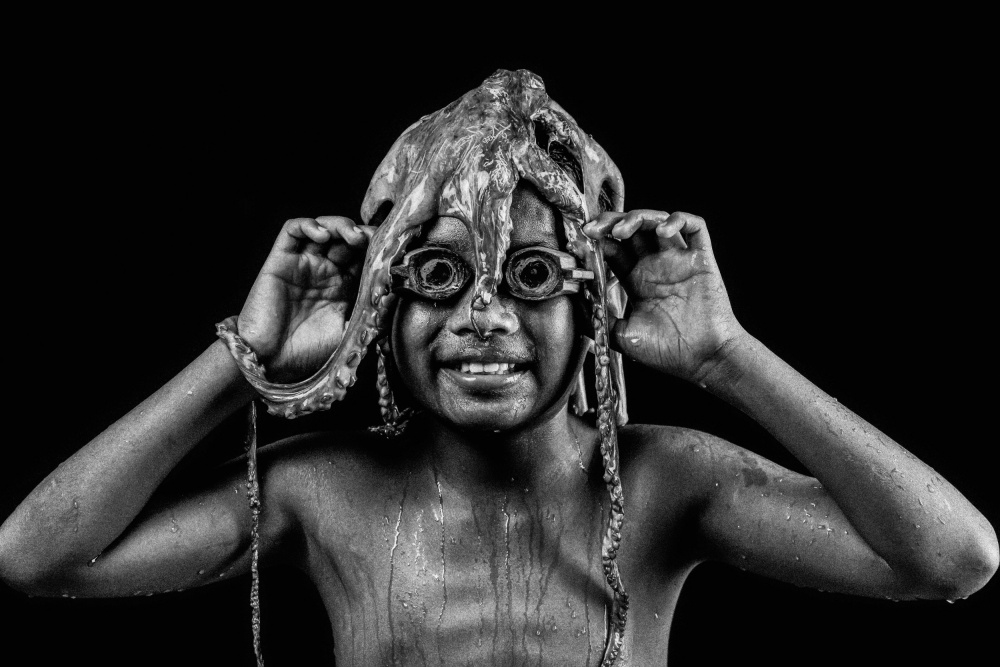 Playful Octopus Child by Agus Adriana — canvas wall art