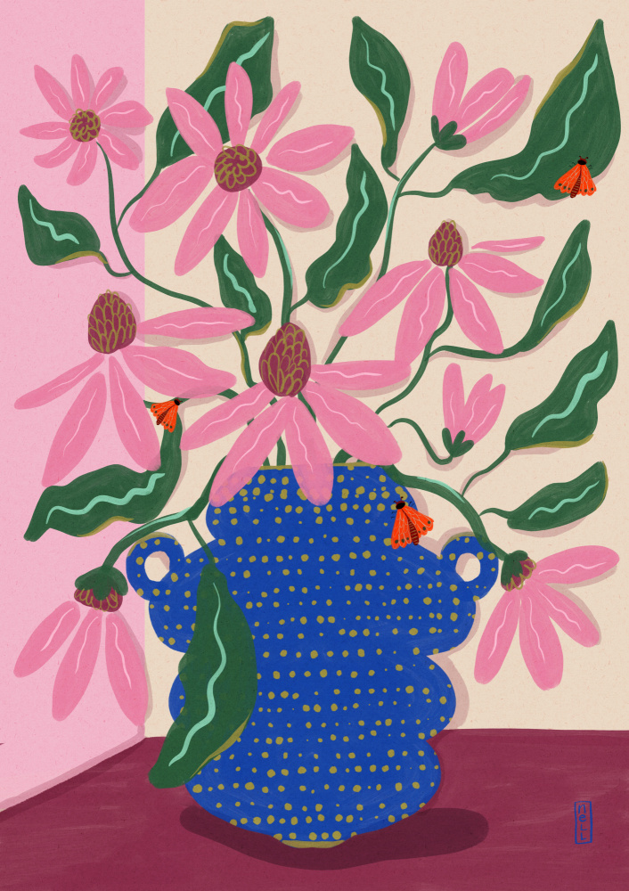 Vibrant Pink Blooms by Dirkie Nell — canvas wall art