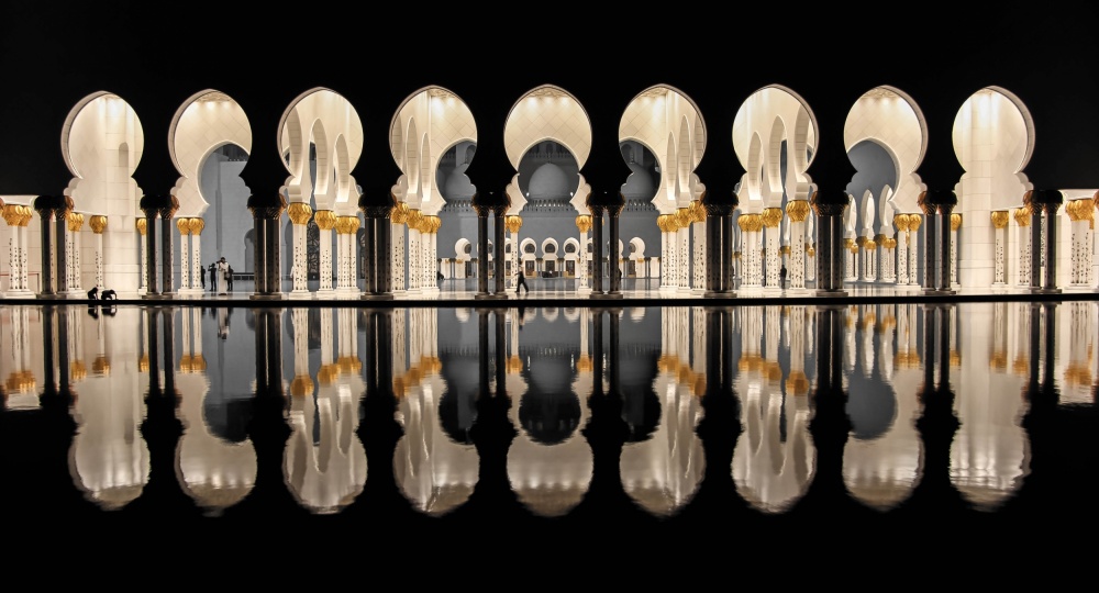 Illuminated Arches Reflection by Khalid Jamal — canvas wall art