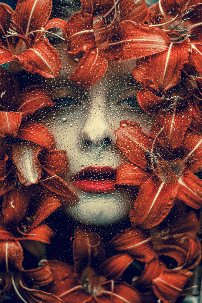 Floral Rain Portrait by Barbora Biňovcová — canvas wall art