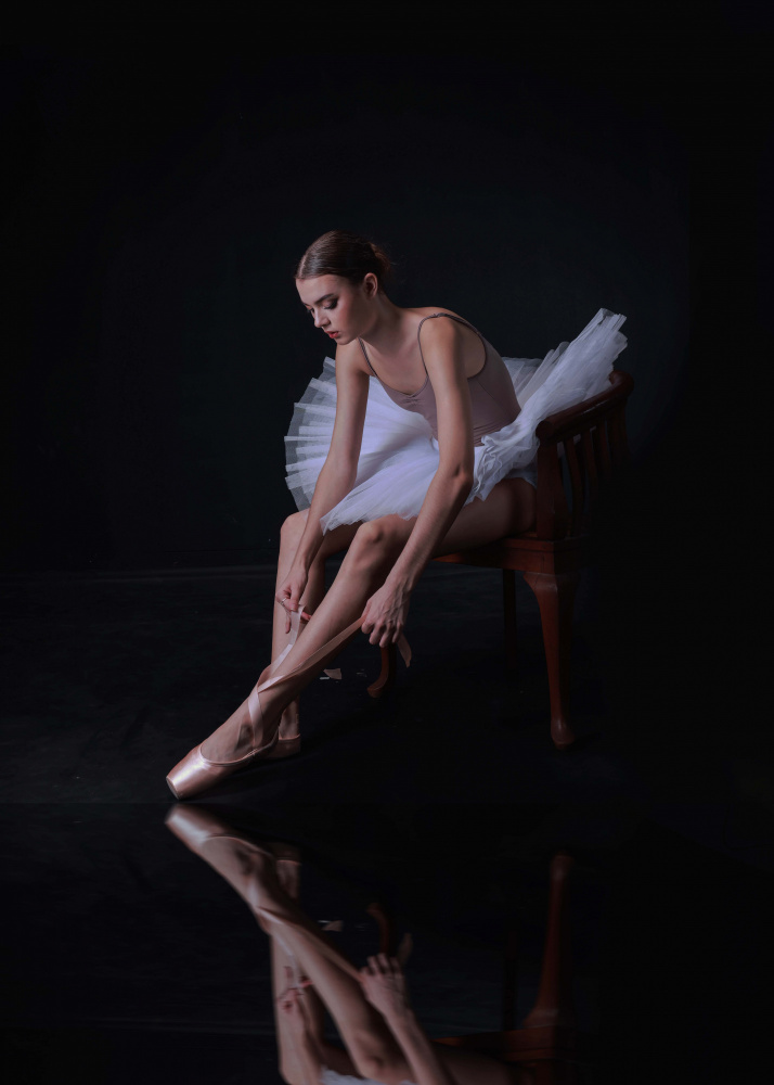 Ballerina's Quiet Reflection by Agus Adriana — canvas wall art
