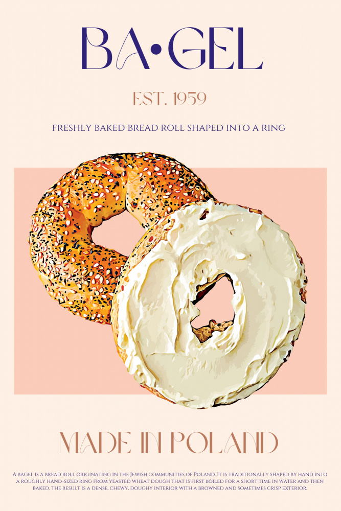 Bagels and Cream Cheese by Nazma Khokhar — canvas wall art