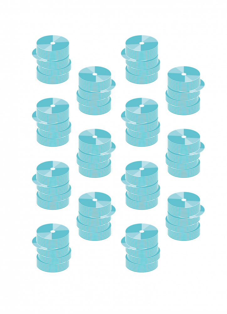 Repeating Blue Discs by kathrinmay — canvas wall art