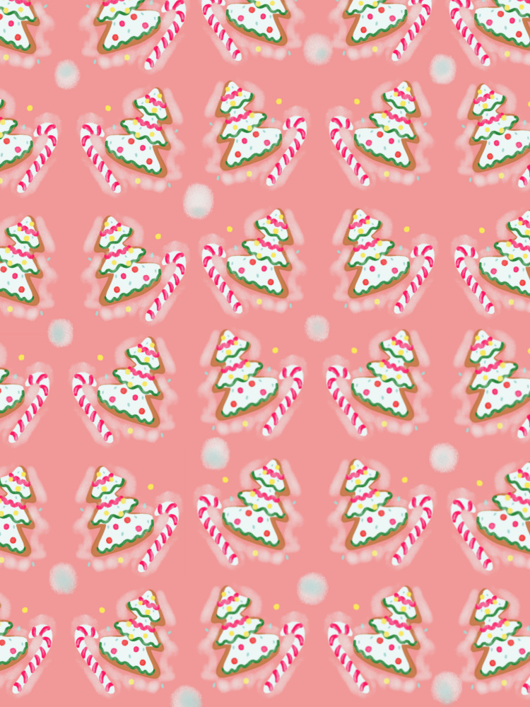 Sweet Gingerbread Christmas Pattern by Art by the Ocean — canvas wall art