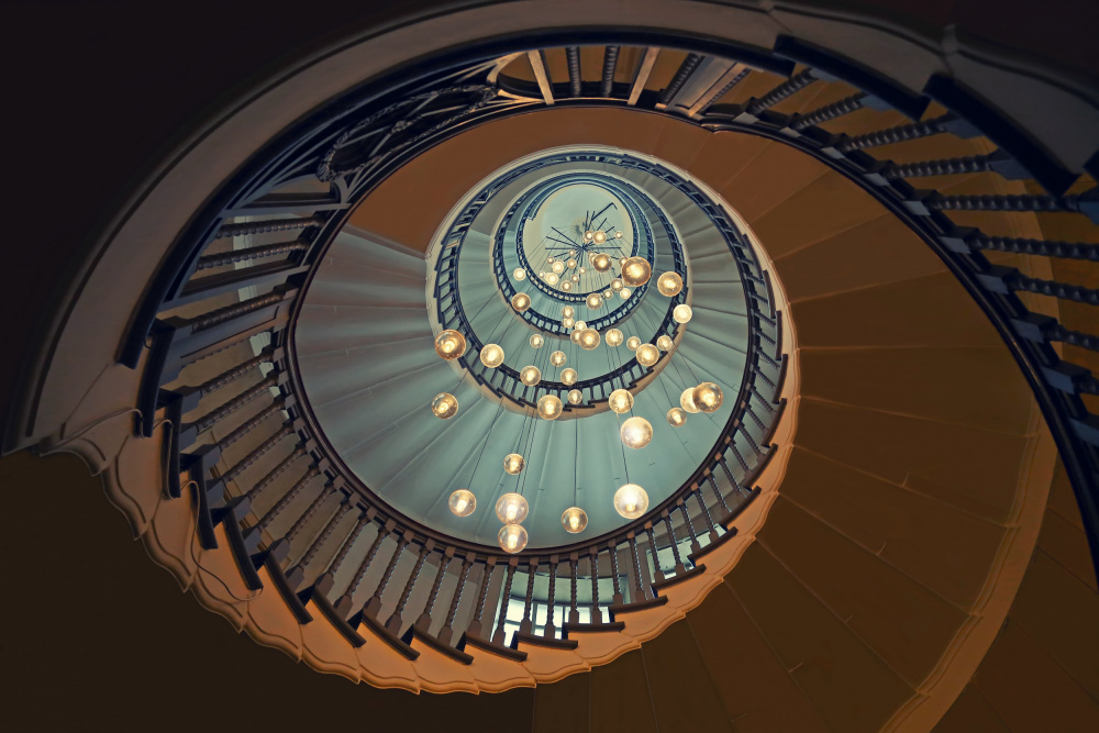 Elegant Spiral Ascent by Ralitsa Byalkova — canvas wall art