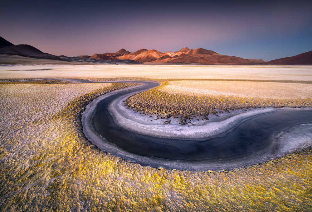 Winding River Mountain Dawn by Karol Nienartowicz — canvas wall art