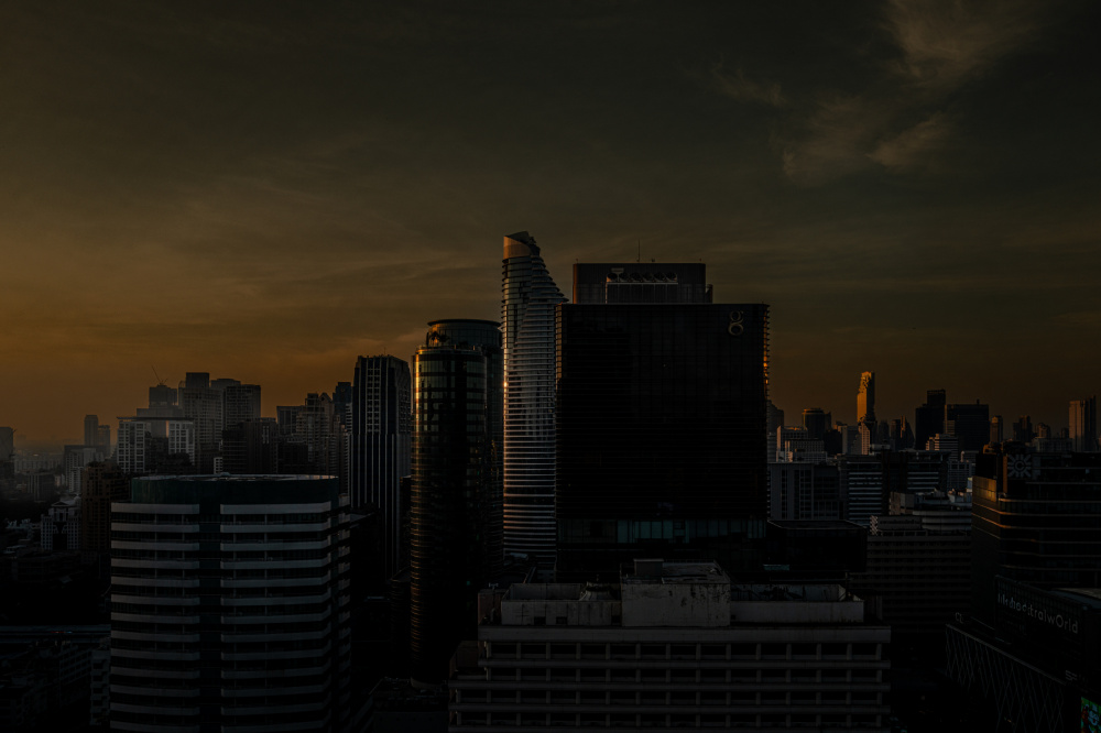 Dark City Golden Hour by Alan Kwang — canvas wall art