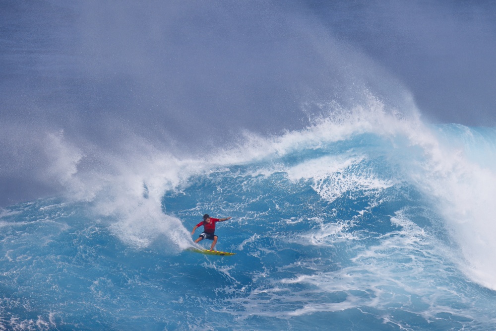 Surfer Rides Big Wave by Peter Stahl — canvas wall art