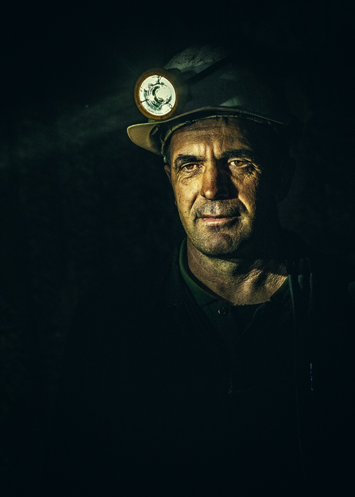 Underground Miner Portrait by Amir Bajrich — canvas wall art