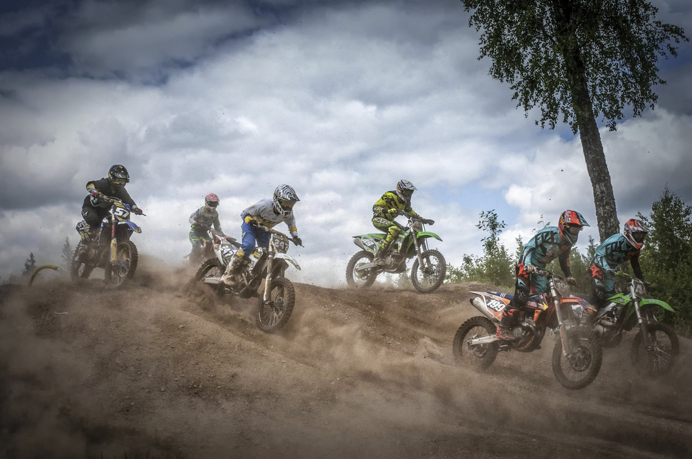 Motocross Race Dust by Benny Pettersson — canvas wall art