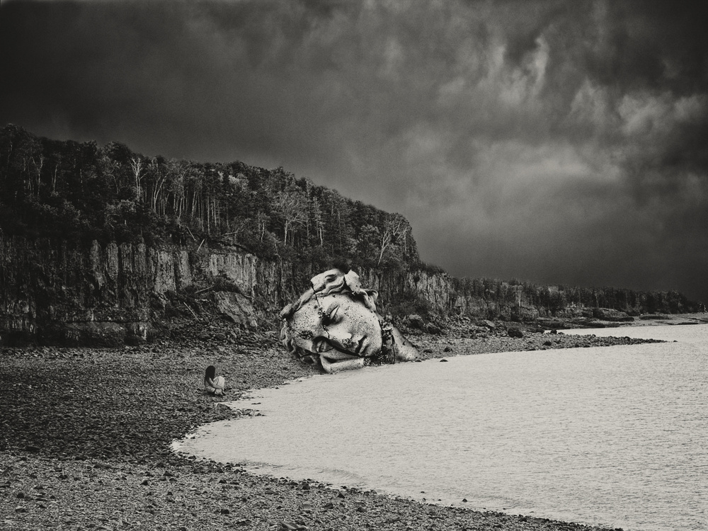Fallen Stone Head by Jeffrey Hummel — canvas wall art