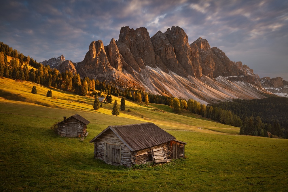 Alpine Meadow Huts by Daniel Řeřicha — canvas wall art