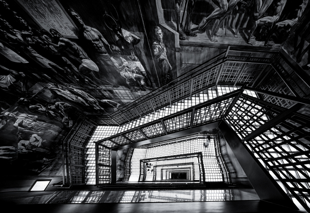 Ornate Stairwell Perspective by Yuzo Fujii — canvas wall art