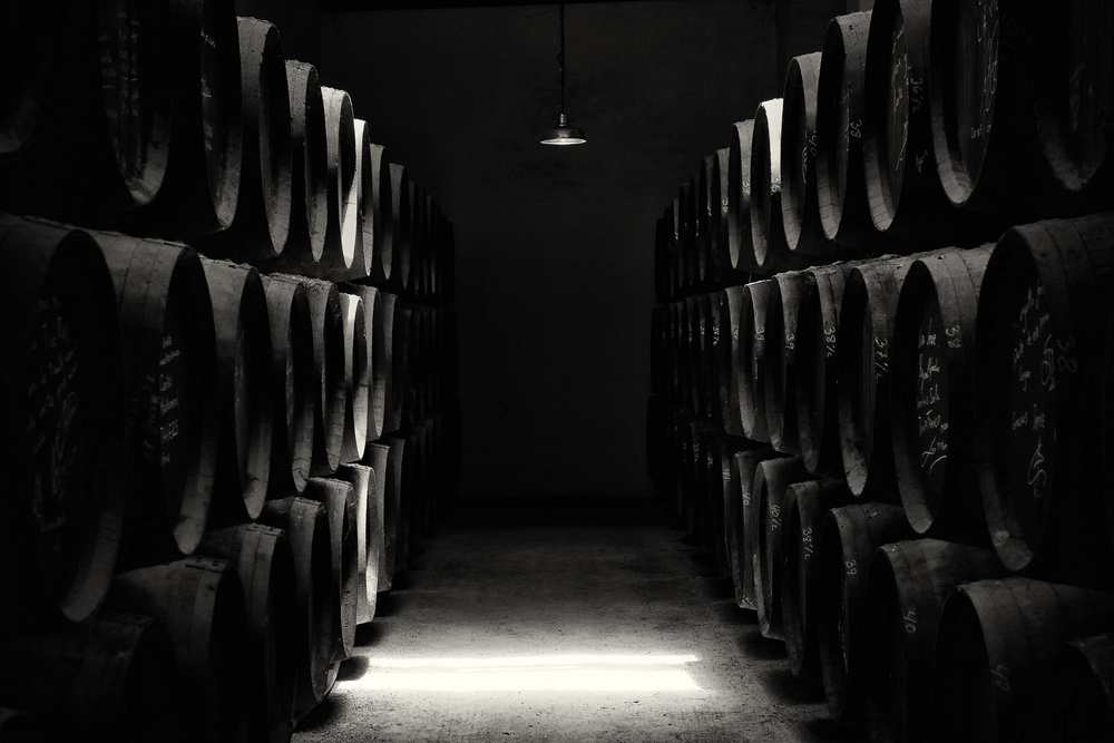Dimly Lit Barrel Room by Hans-Wolfgang Hawerkamp — canvas wall art
