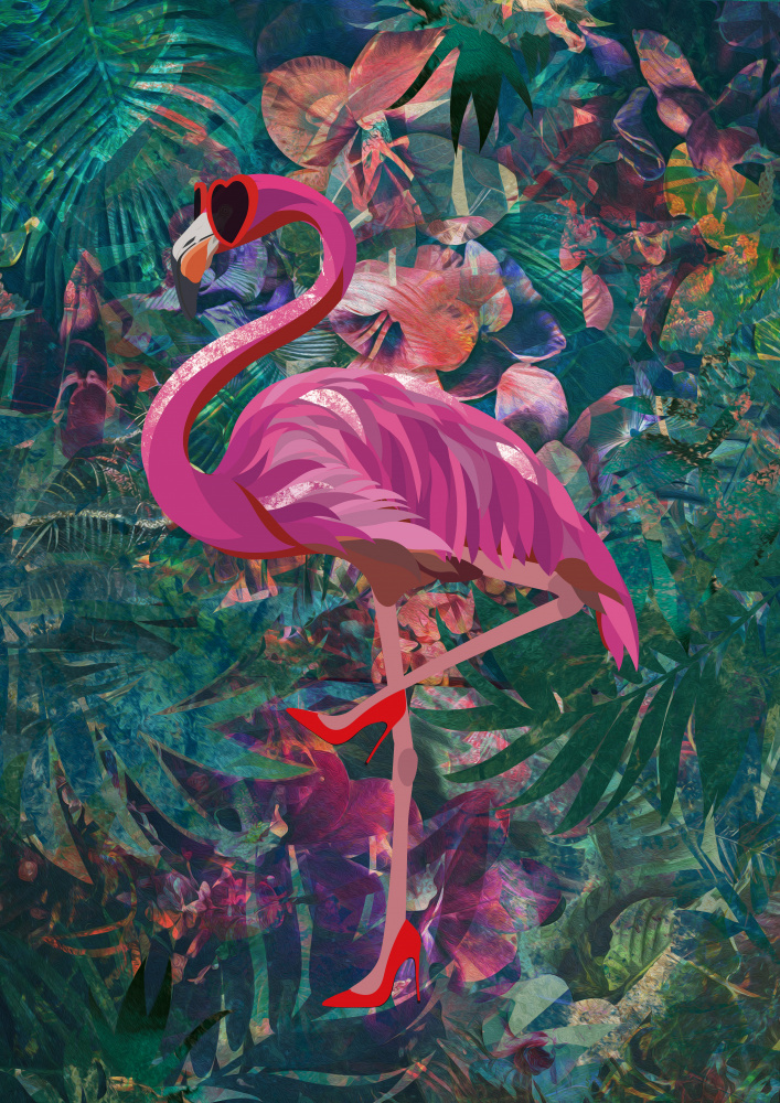Pink Flamingo In Heels by Sarah Manovski — canvas wall art