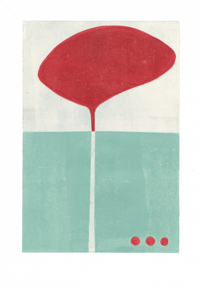 Modern Red Teal Shape by Ellen Greup — canvas wall art