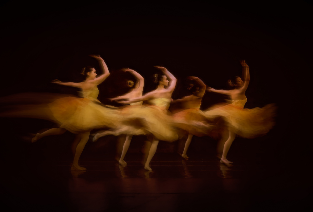 Golden Ballet Motion by Mia Meng — canvas wall art