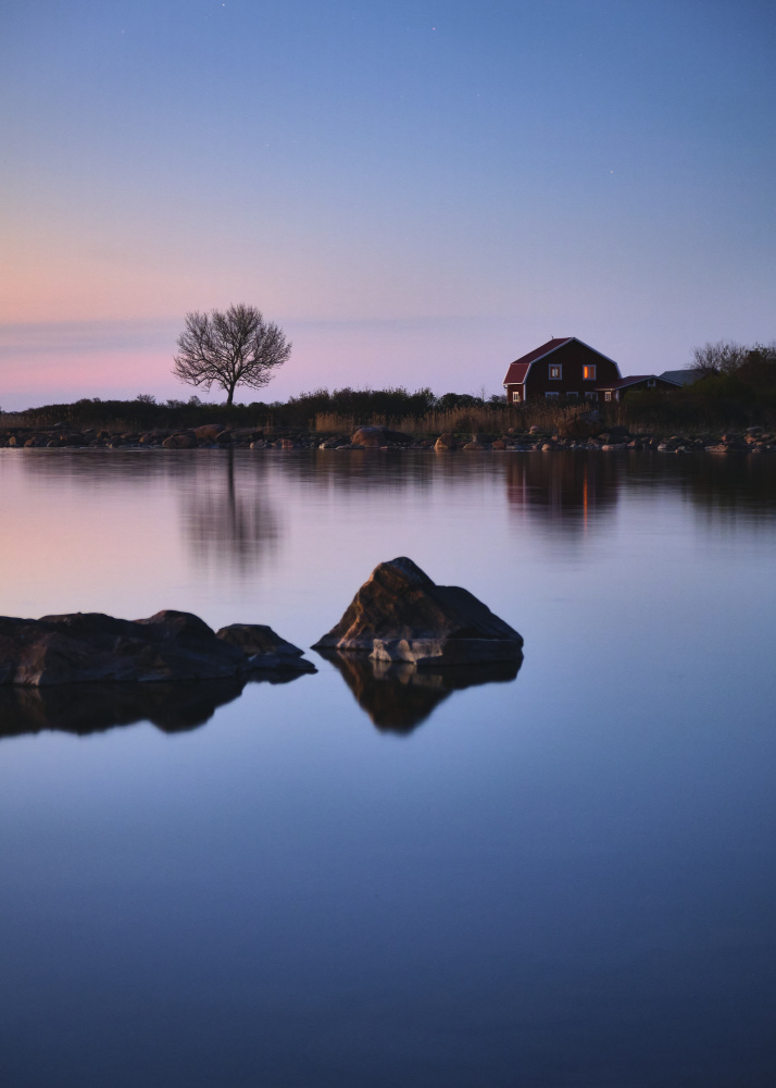Blue Hour Reflections by Hamed Bank — canvas wall art