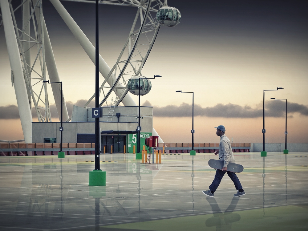 Skater At Dusk Reflection by Adrian Donoghue — canvas wall art