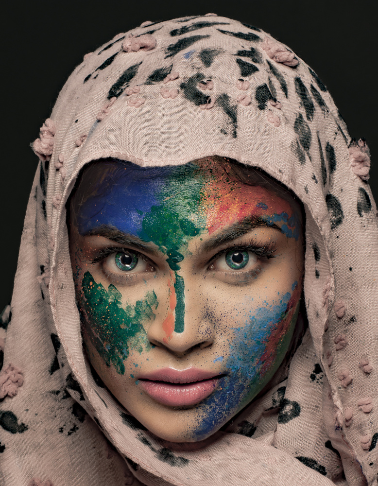 Colorful Painted Face by DEBASISH CHATTOPADHYAY — canvas wall art