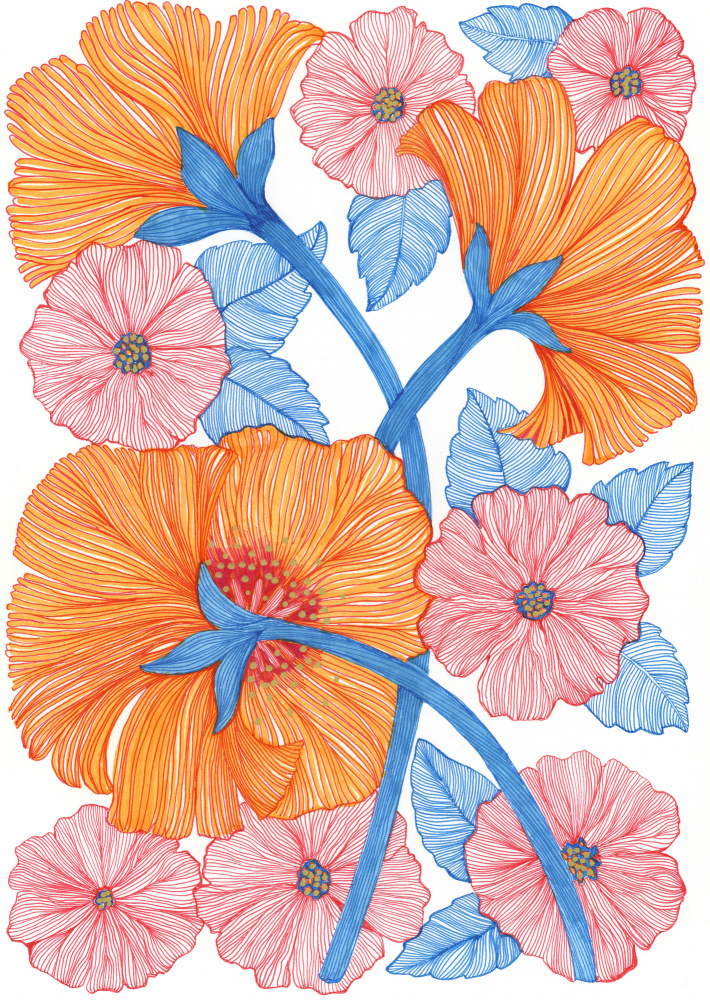 Big Orange Blooms by Katie O'Shea — canvas wall art