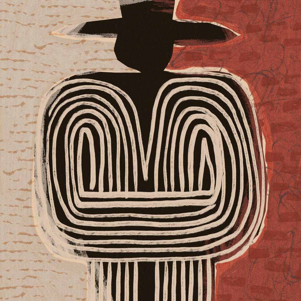 Tribal Figure With Hat by Treechild — canvas wall art