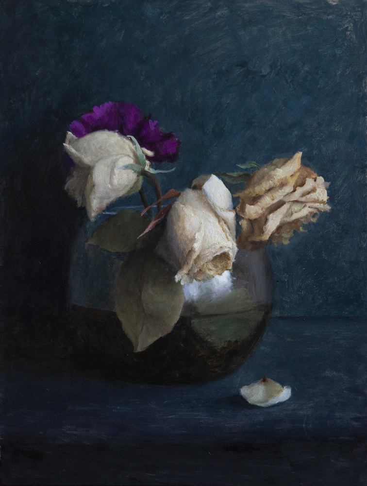 Dark Floral Still Life by James Zamora — canvas wall art