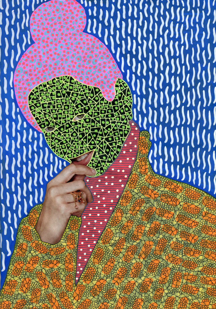 Colorful Patterned Portrait by Naomi Vona — canvas wall art