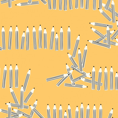 Schooling Pen parade Yellow seamless pattern
