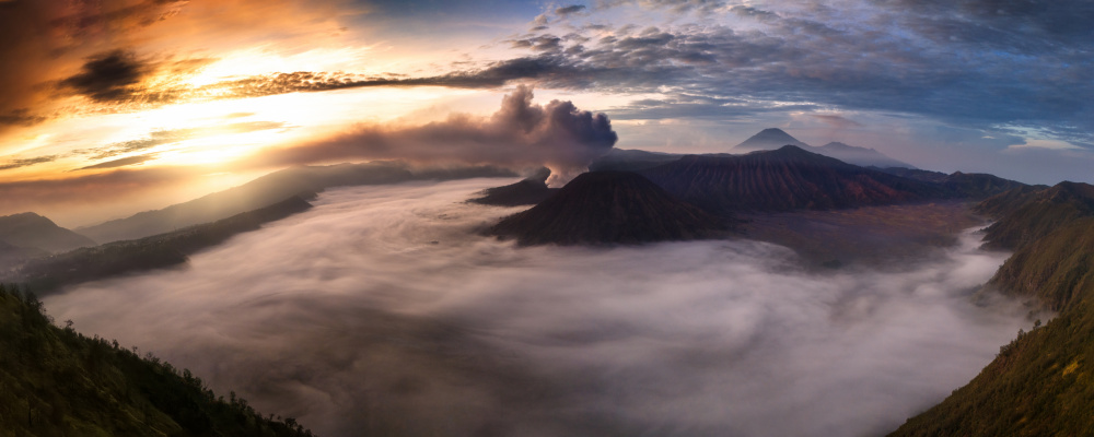 Dramatic Volcanic Sunrise by Rudi Gunawan — canvas wall art