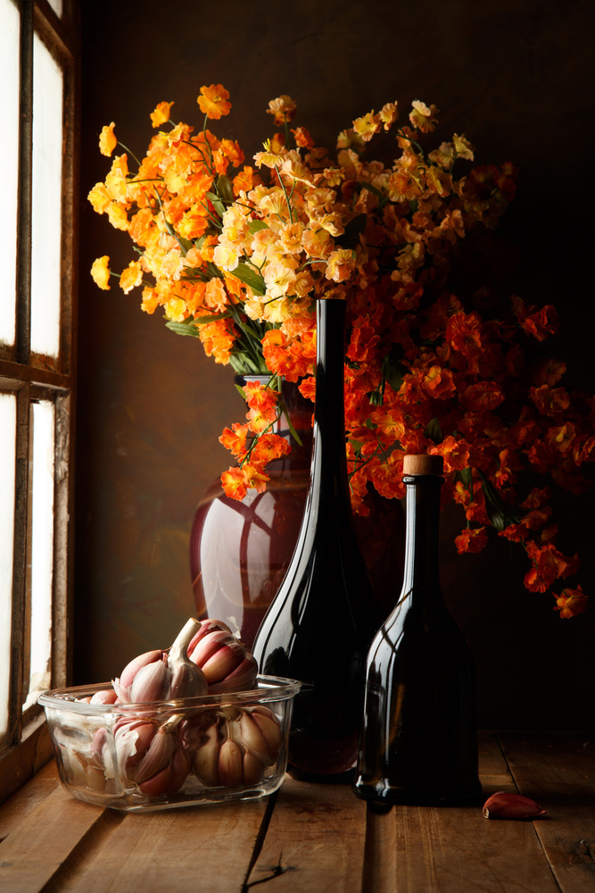 Rustic Garlic and Flowers by Luiz Laercio — canvas wall art