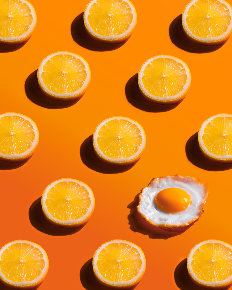 Vibrant Lemon Egg Pattern by Dina Belenko — canvas wall art