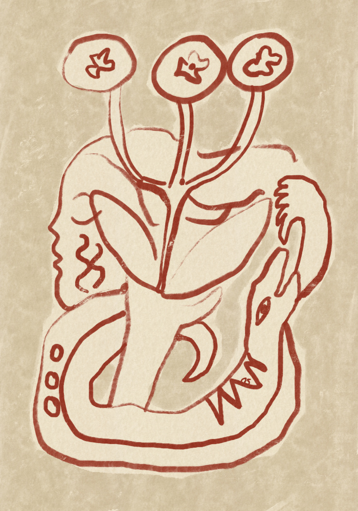 Serene Woman and Snake by Raipa Studio — canvas wall art