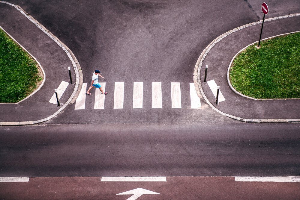 Pedestrian Crossing Overhead by Boris Hristov — canvas wall art
