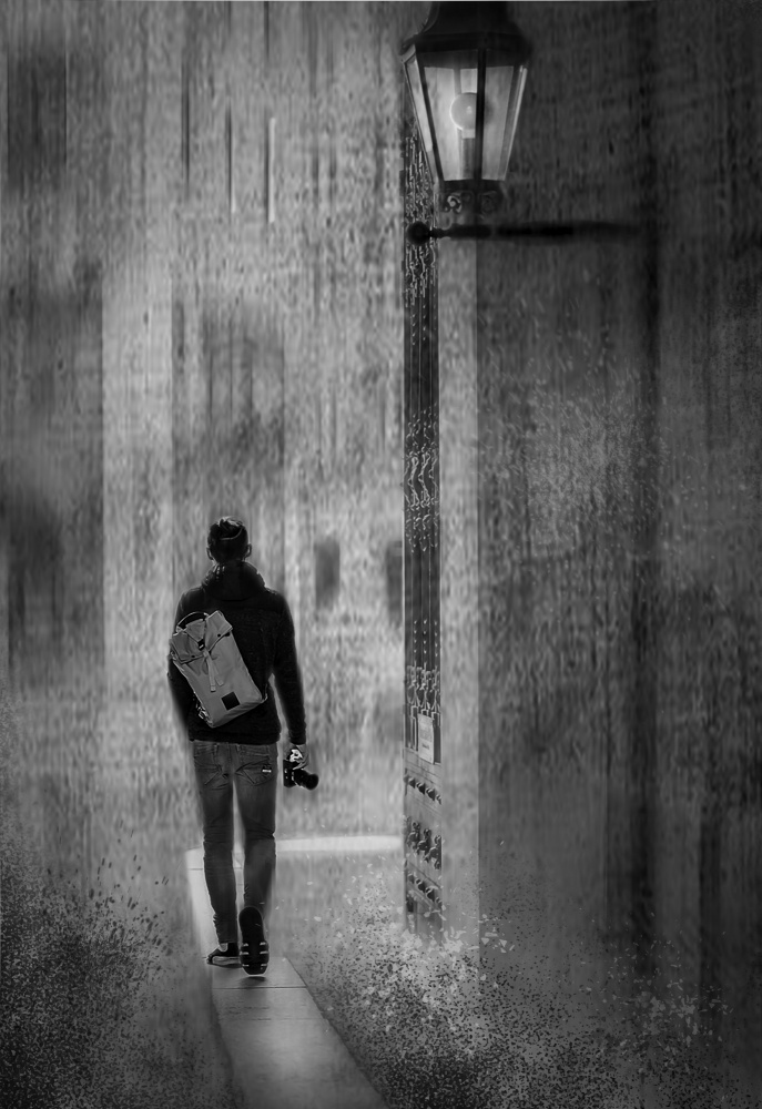 Walking A Moody Alley by Georges Friant — canvas wall art