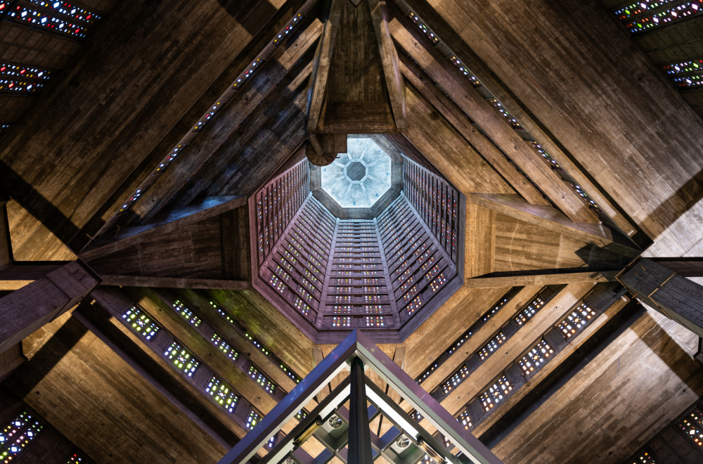 Geometric Church Interior by Caroline Bomers — canvas wall art