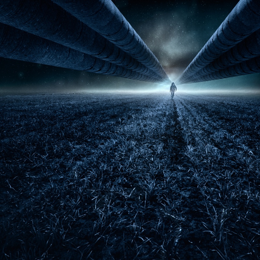 Lone Figure Futuristic Path by Peter Majkut — canvas wall art