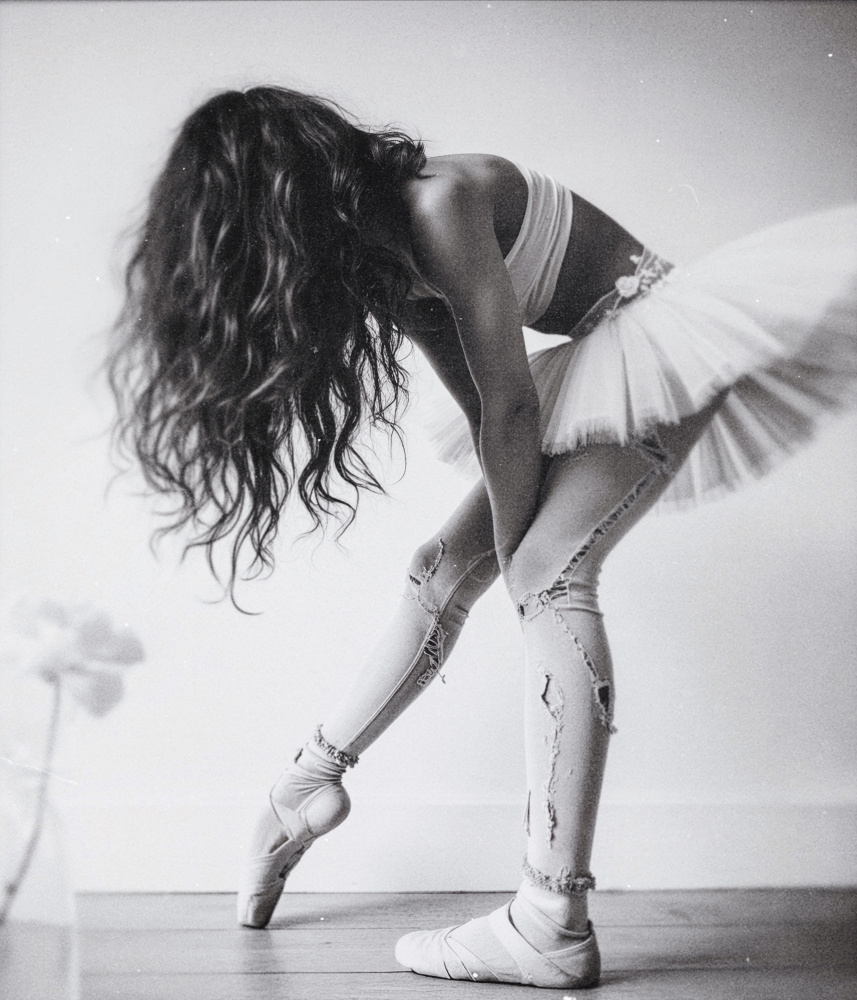 Ripped Jeans Ballerina by Tyler McAuley — canvas wall art