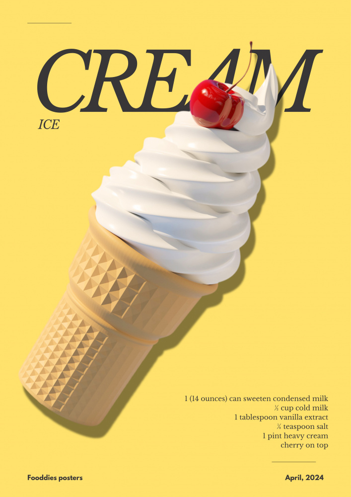 Cherry Ice Cream Cone by Julia Ramiro — canvas wall art