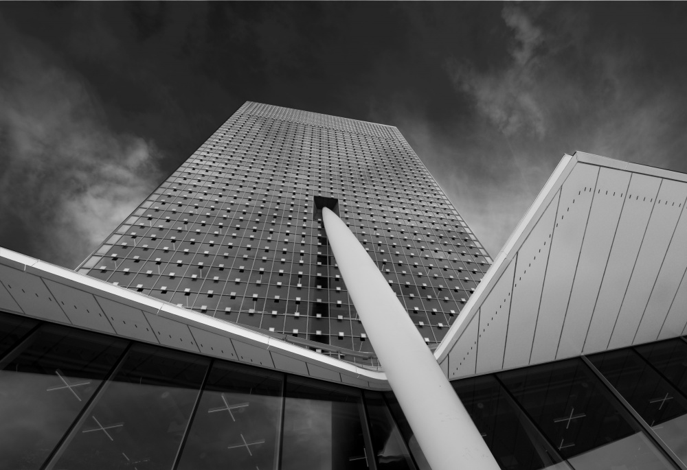 Modern Skyscraper Skyward by Ann Cornelis — canvas wall art