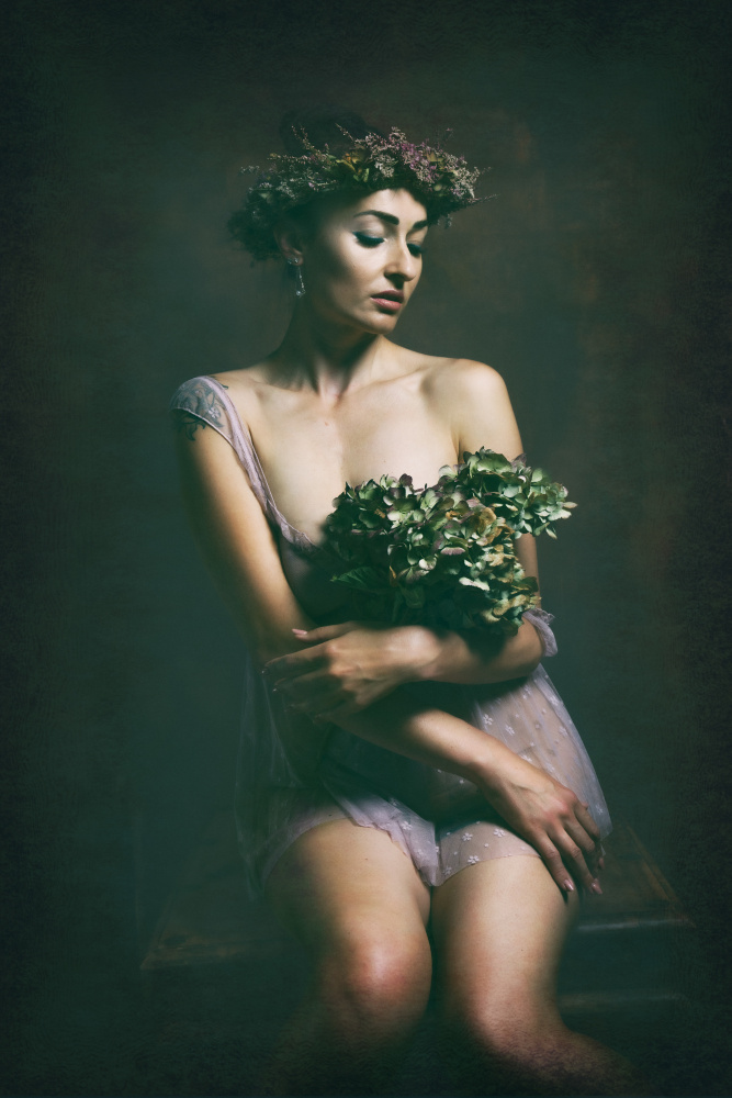 Woman with Floral Crown by Christian Kurz — canvas wall art