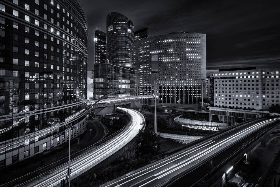 Dynamic City Light Trails by Hervé Loire — canvas wall art
