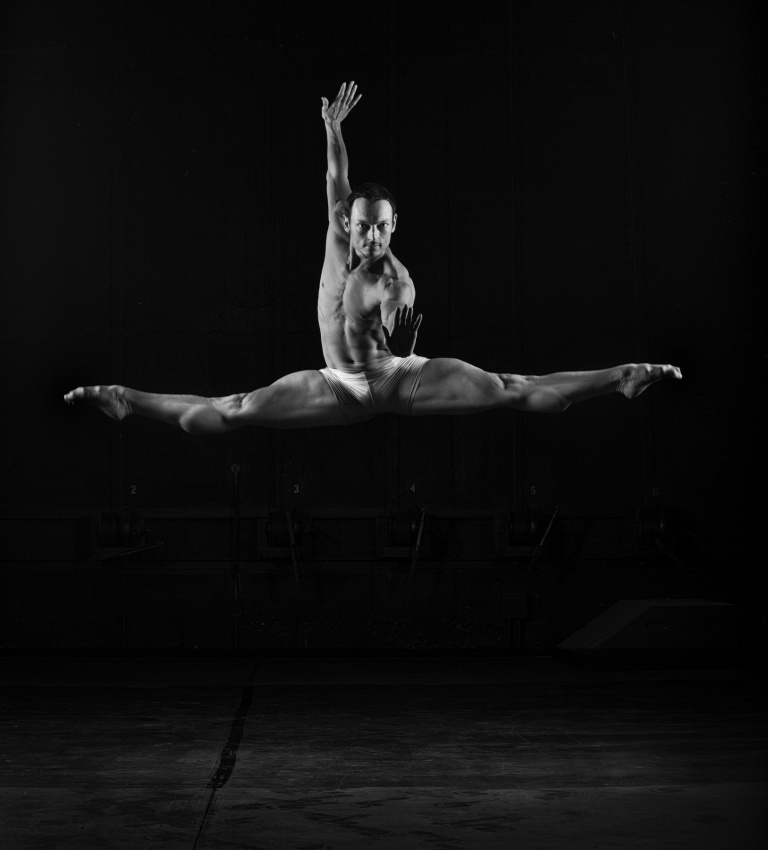 Powerful Ballet Dancer Jump by Michael Groenewald — canvas wall art
