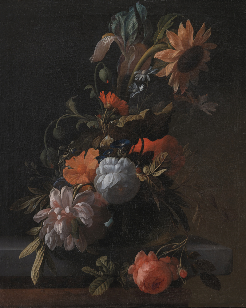 A Bowl of Flowers By Elias Van Den Broeck by Elias Van Den Broeck — canvas wall art
