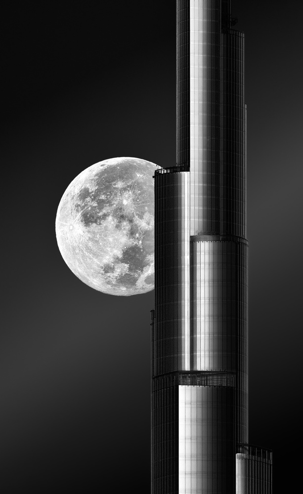 Grand Skyscraper Moon by Zohaib Anjum — canvas wall art