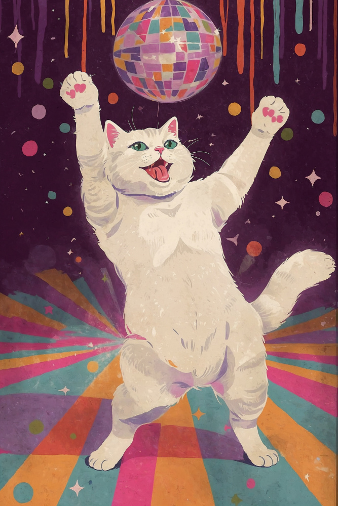 Happy Disco Cat by The Art Concept — canvas wall art