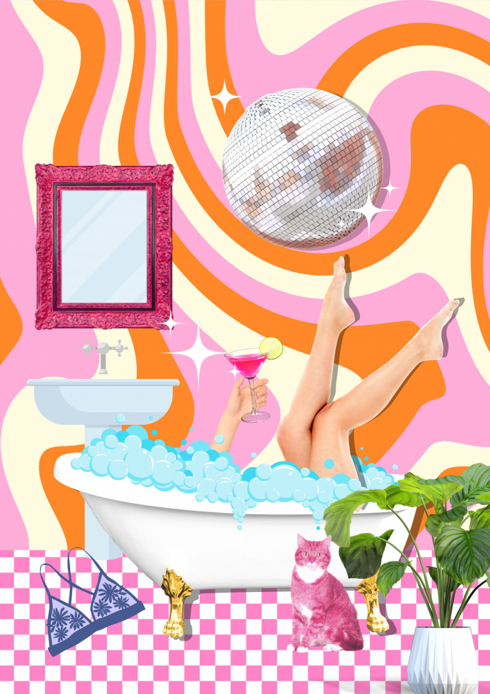 Groovy Bathtub Bliss by Athene Fritsch — canvas wall art