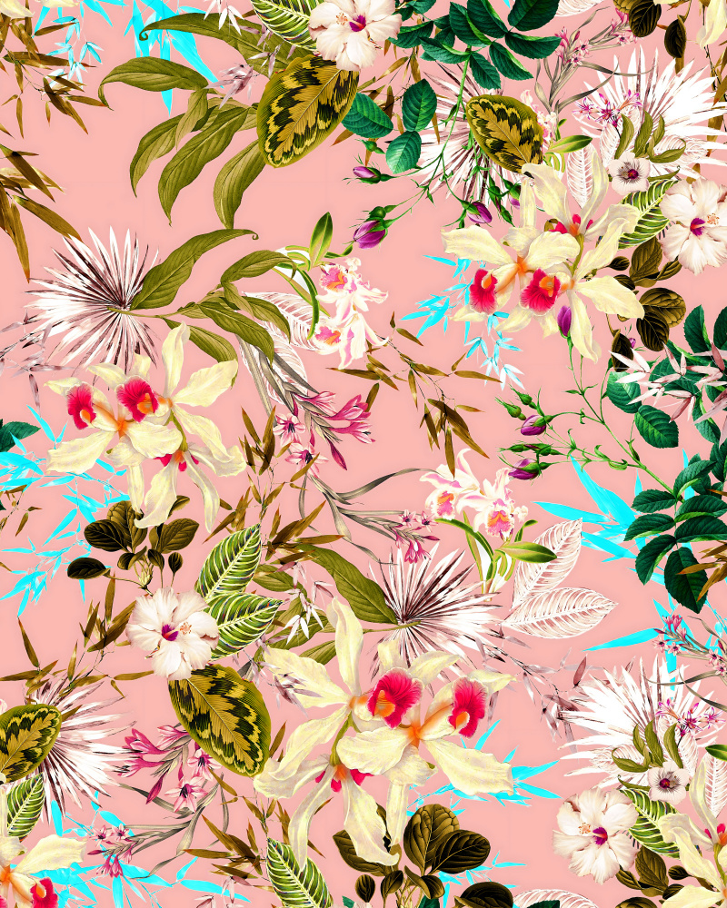 Tropical Pink Orchids by Uma Gokhale — canvas wall art