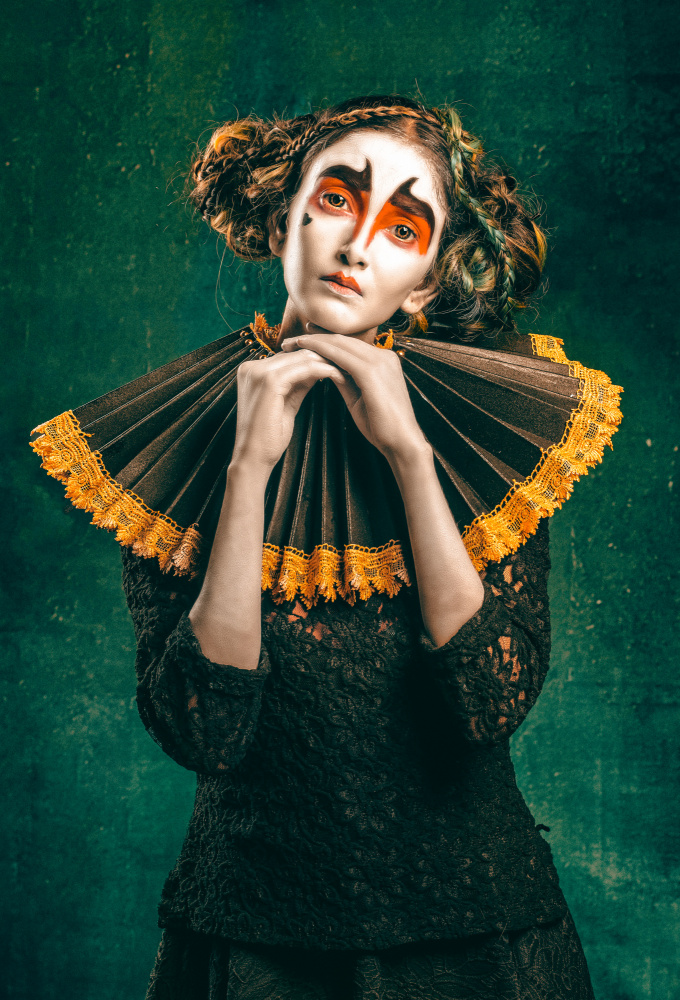 Mysterious Harlequin Portrait by DEBASISH CHATTOPADHYAY — canvas wall art